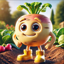 Jimmi Steckrübe zeigt Kindern, warum Gemüse stark macht und viele Vitamine enthält – Knabbergarten-Held