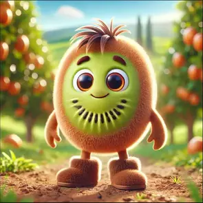 Illustration einer kindlichen Kiwi aus dem Knabbergarten
