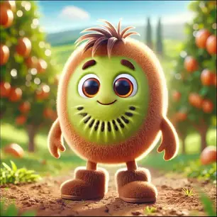 Illustration einer kindlichen Kiwi aus dem Knabbergarten