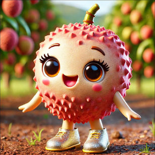 Lächelnde Lauri Litschi aus dem Knabbergarten – süßes Obst zum Entdecken und Lernen