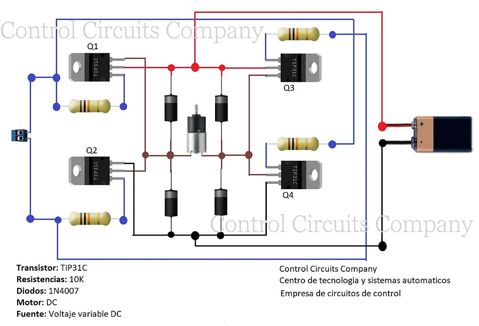 Circuito puente H con transistores