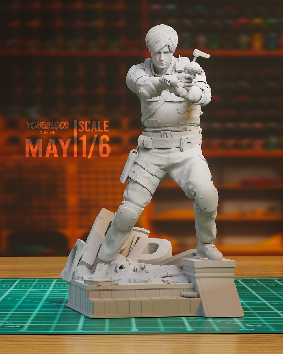 Thumbnail: Leon Kennedy Resident Evil Figurine Hand Painted FDM 3D Printed