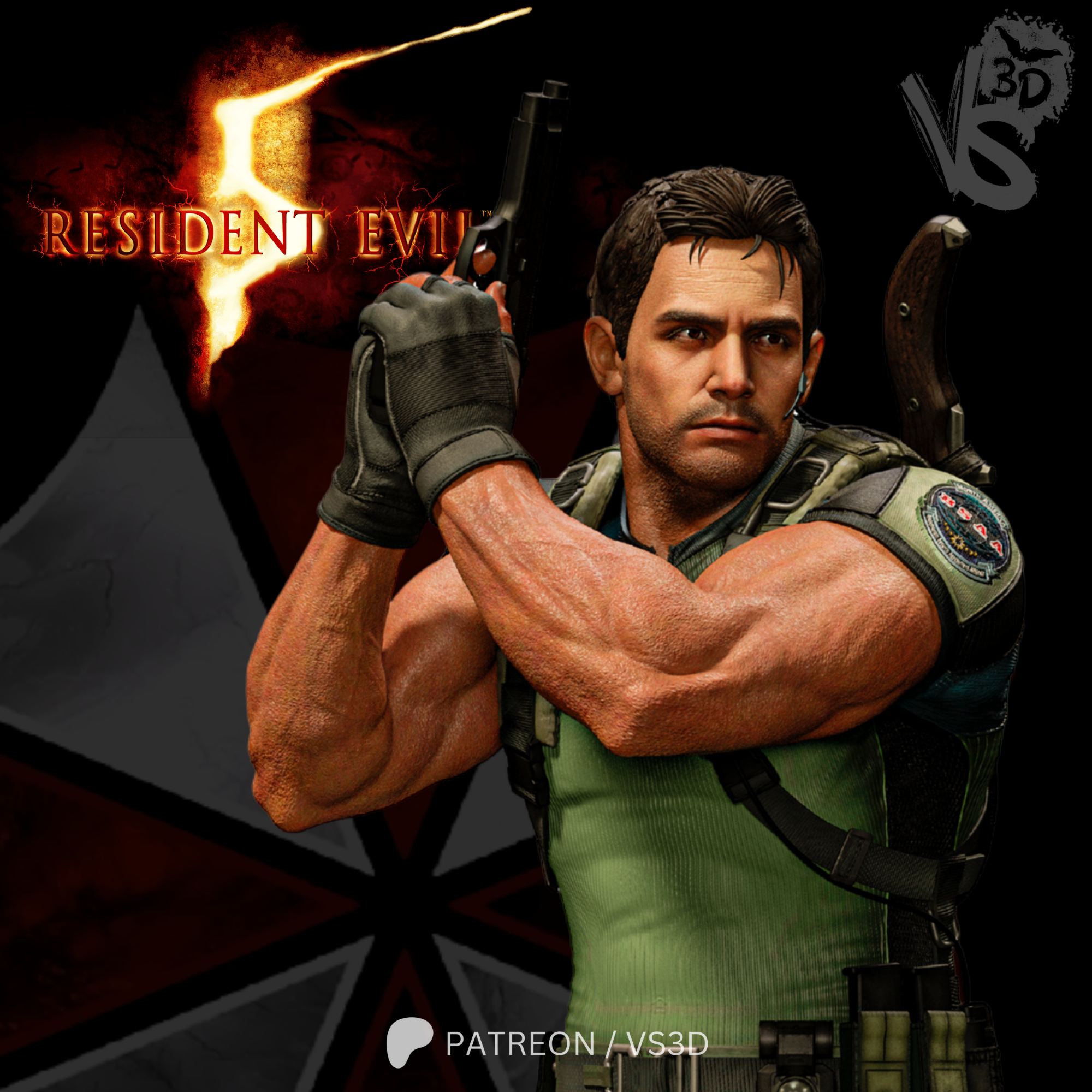 Chris Redfield Resident Evil Figurine Hand Painted