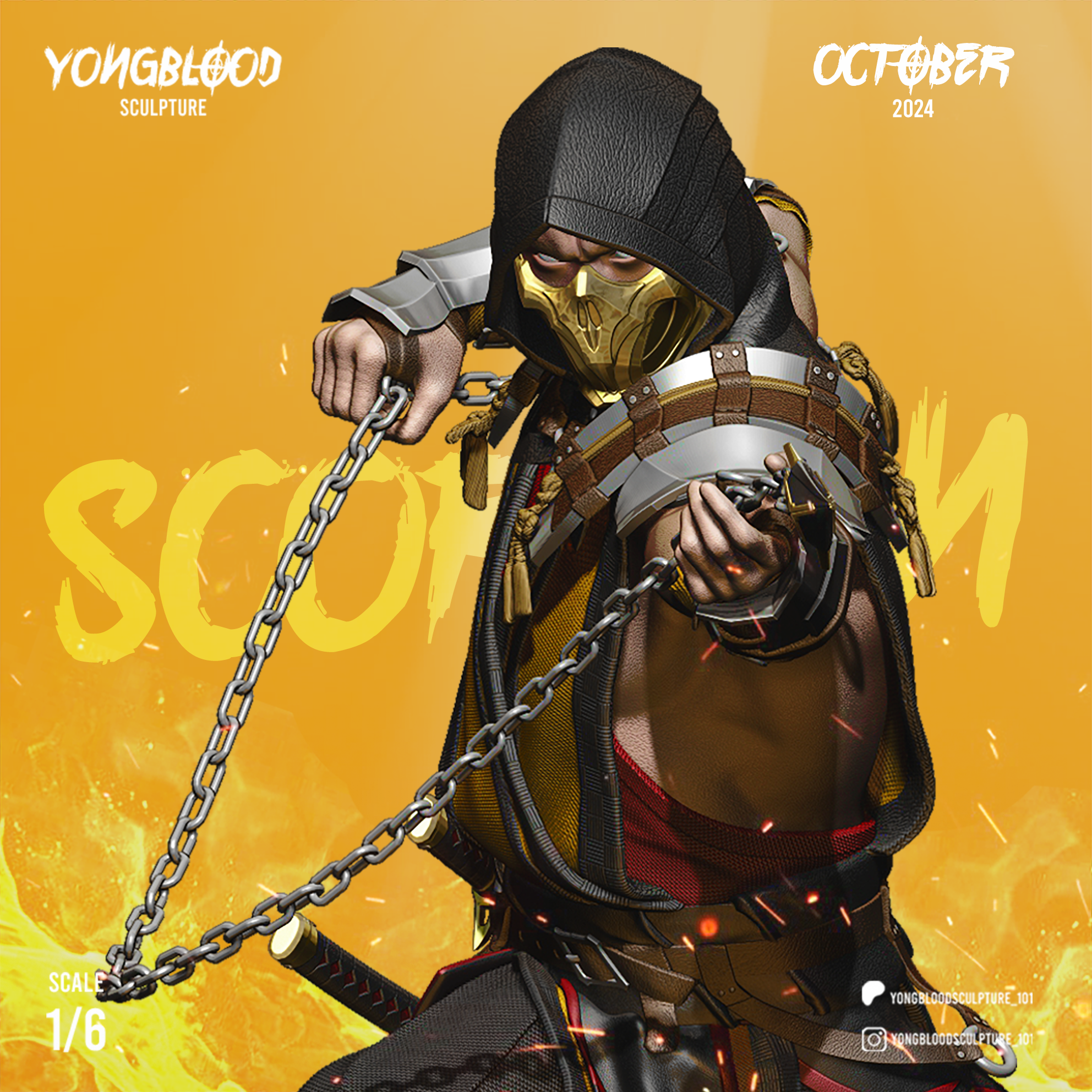 Scorpion Mortal Kombat Figurine Hand Painted
