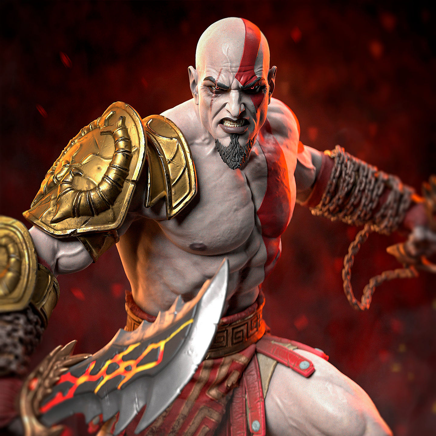 Kratos God of War Figurine Hand Painted
