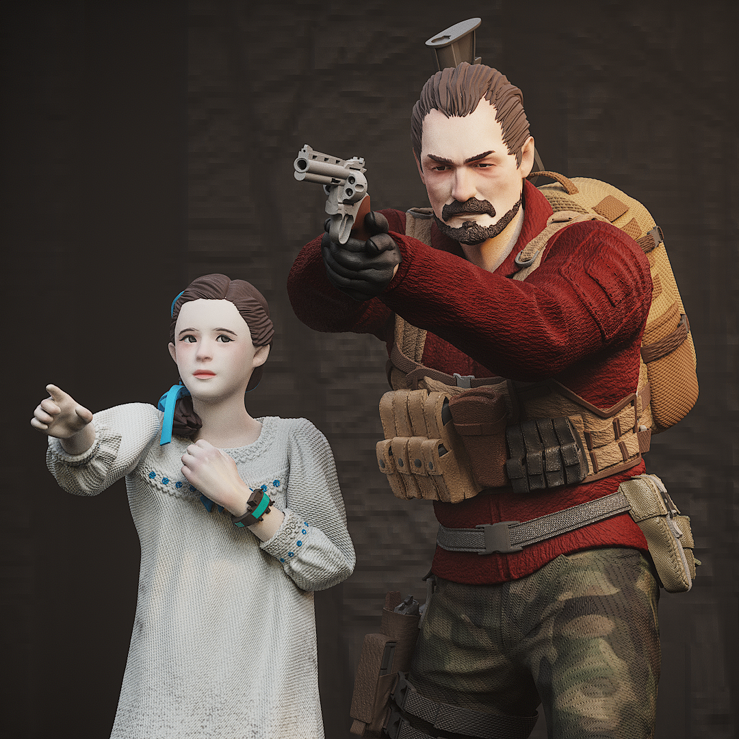 Natalia Korda and Barry Burton Resident Evil Figurine Hand Painted
