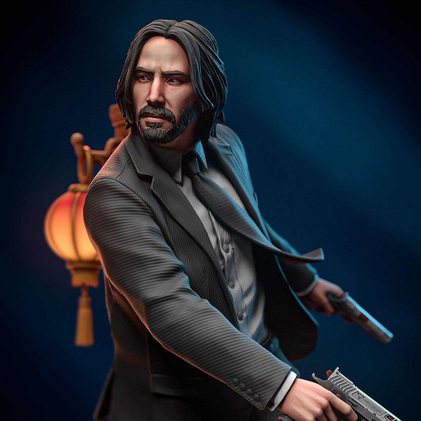 John Wick Figurine Hand Painted