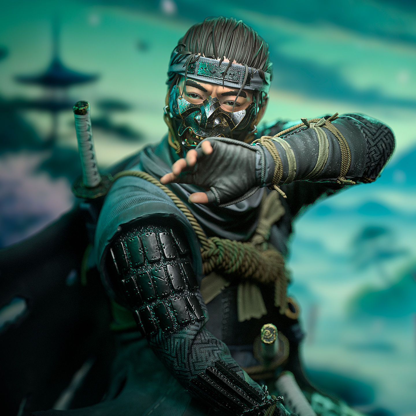 Jin Sakai Ghost of Tsushima Figurine Hand Painted