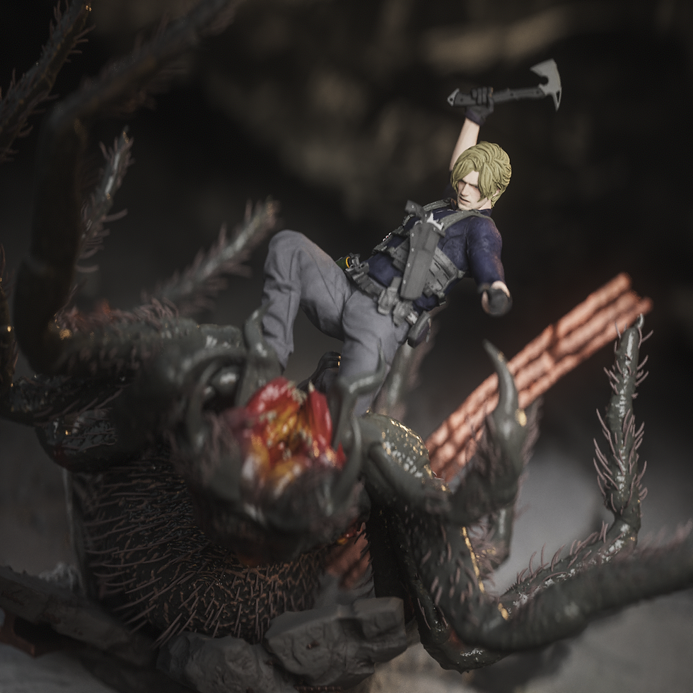 Thumbnail: Leon S Kennedy Resident Evil Figurine Hand Painted FDM 3D Printed