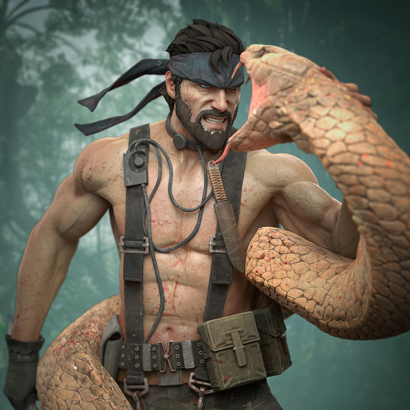 Big Boss / Naked Snake Metal Gear Solid Figurine Hand Painted FDM 3D Printed