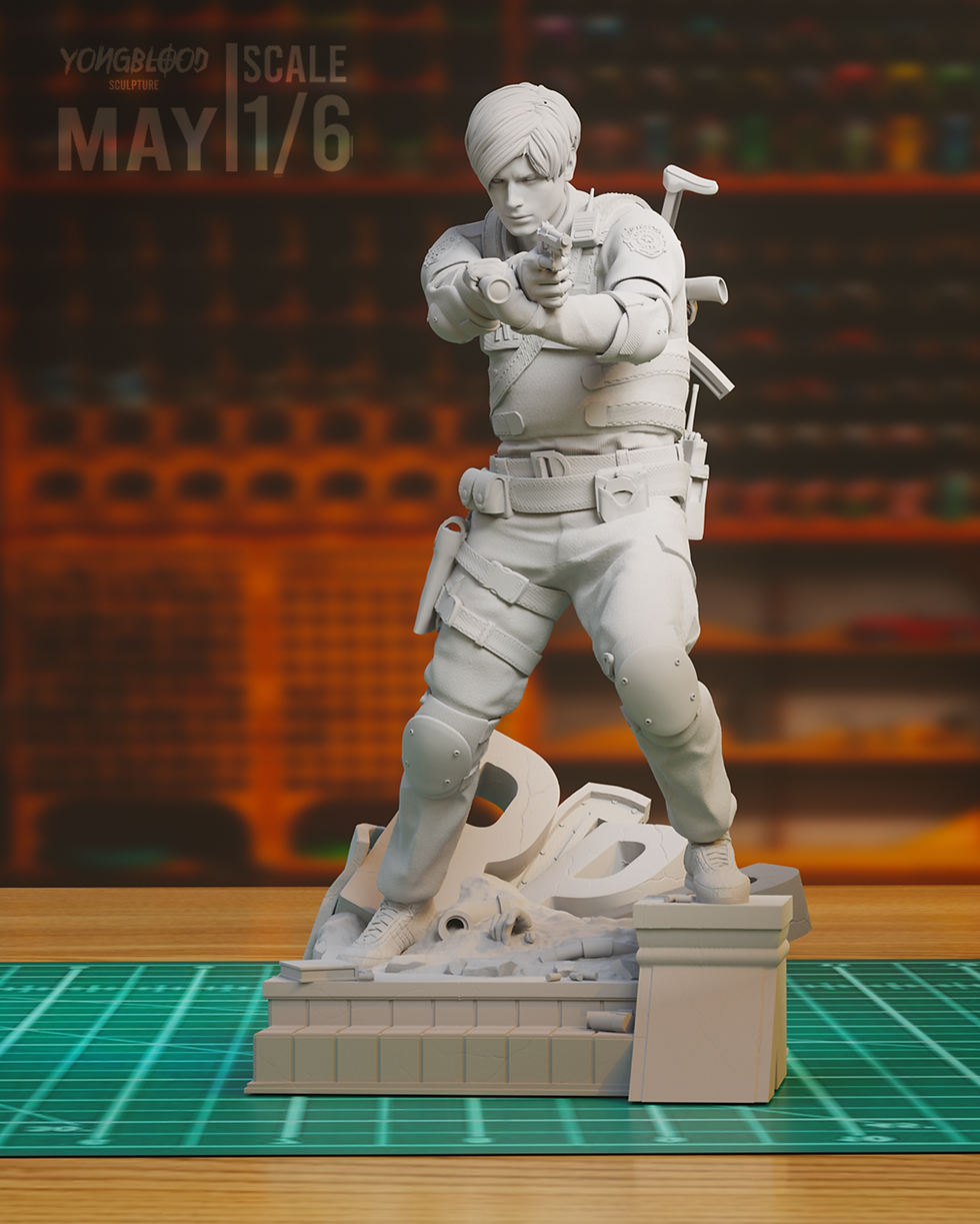 Thumbnail: Leon Kennedy Resident Evil Figurine Hand Painted FDM 3D Printed