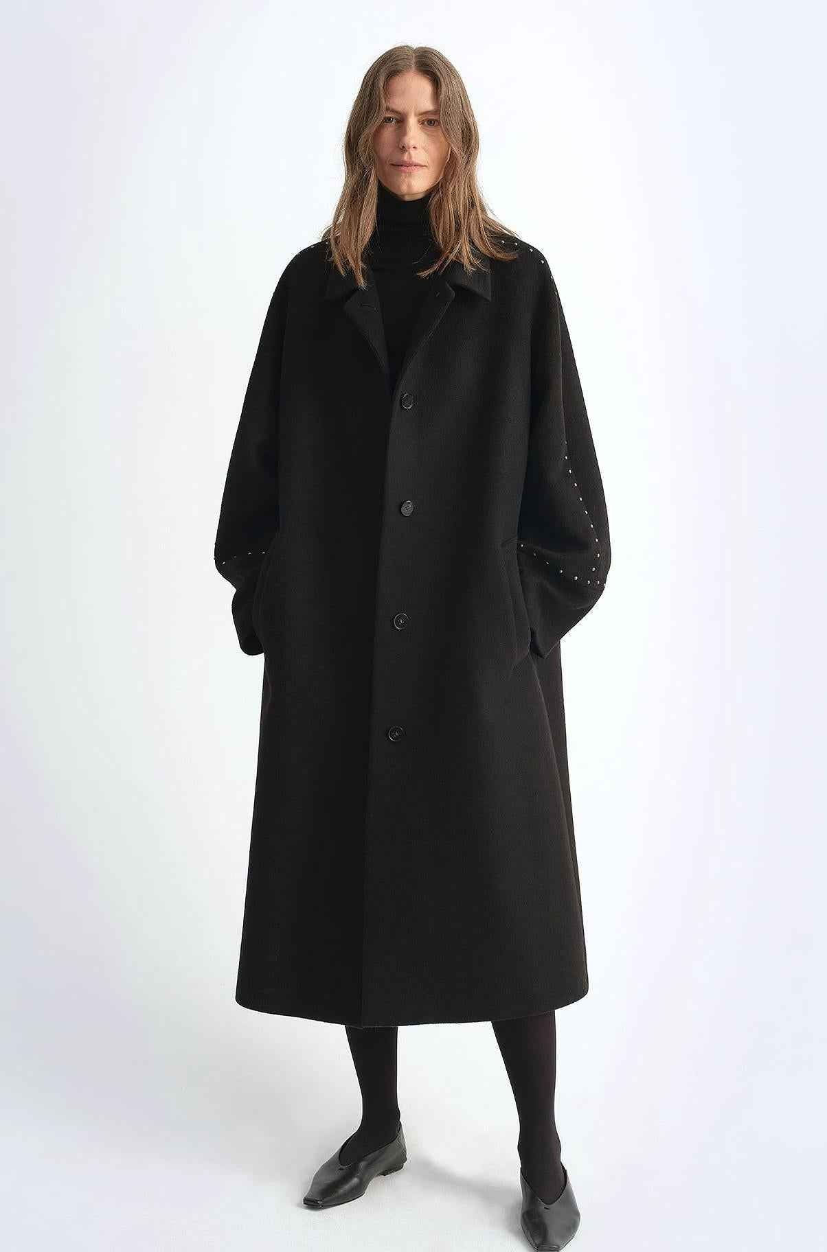 "Dream of Champs Elysees" Riveted Lapel Wool Coat Women's Autumn and Winter Coat