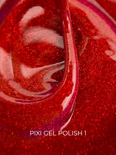 Гель-лак TOUCH Pixi 01 - світло-червоний глітерний гібридний лак, 9 мл