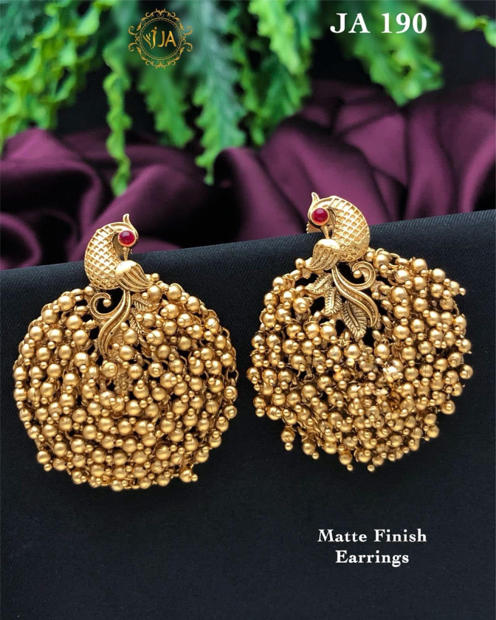 Boucles d'oreilles paon JA 190 finition mate