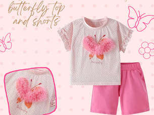 Summer Butterfly Top and Shorts – Perfect for Your Little One