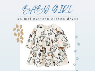 Unleash Her Wild Side with the Baby Girl Animal Pattern Cotton Dress