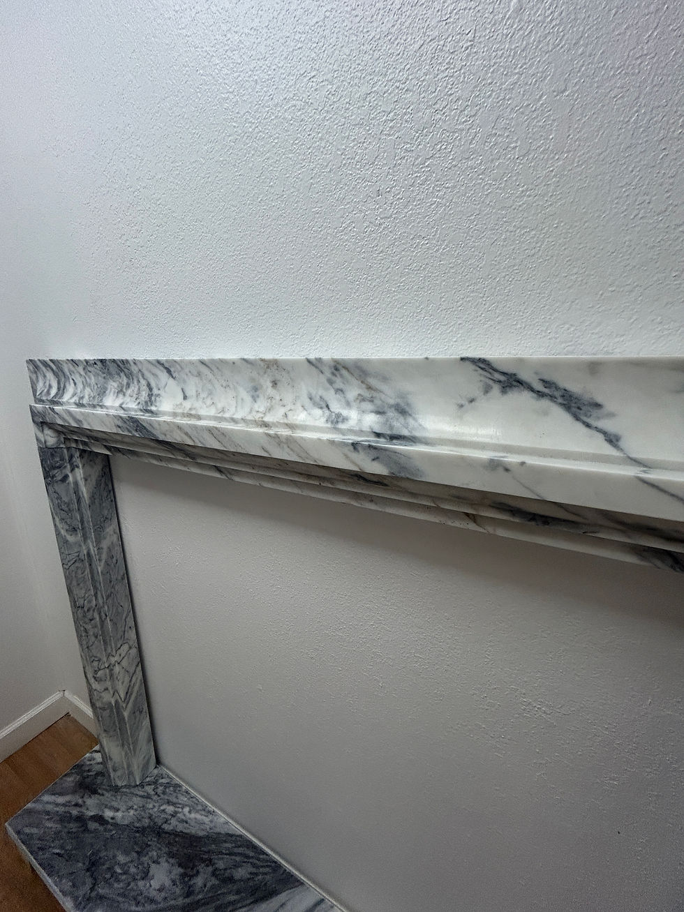 Thumbnail: Mid Century Modern Bolection Style Marble Fireplace