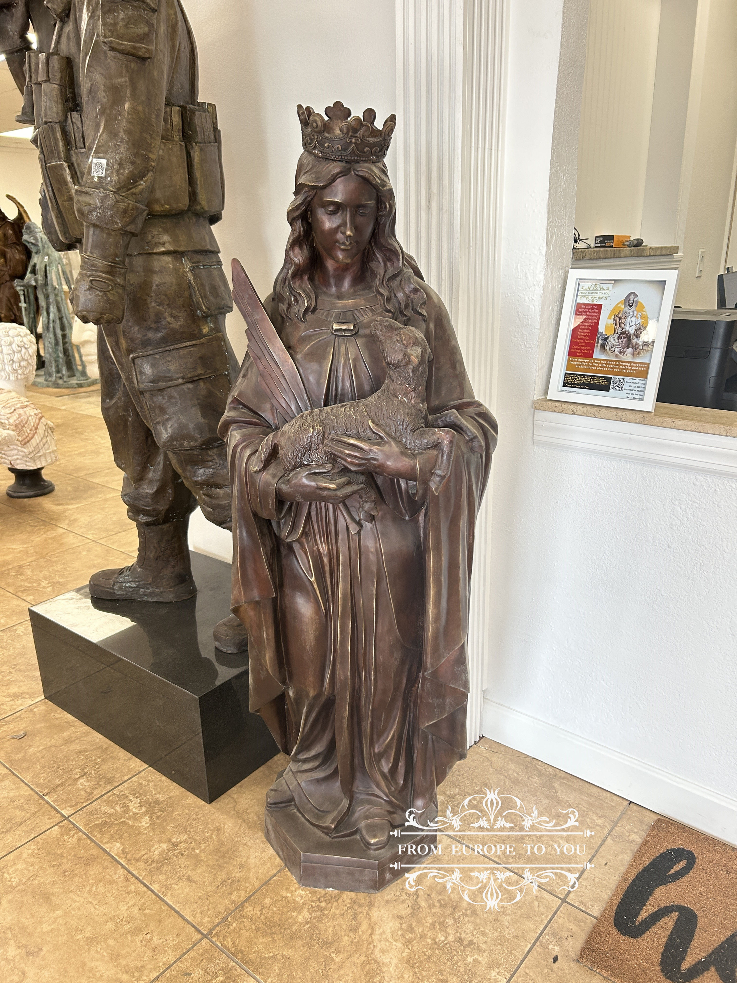 Bronze St. Agnes Church Religious Statue