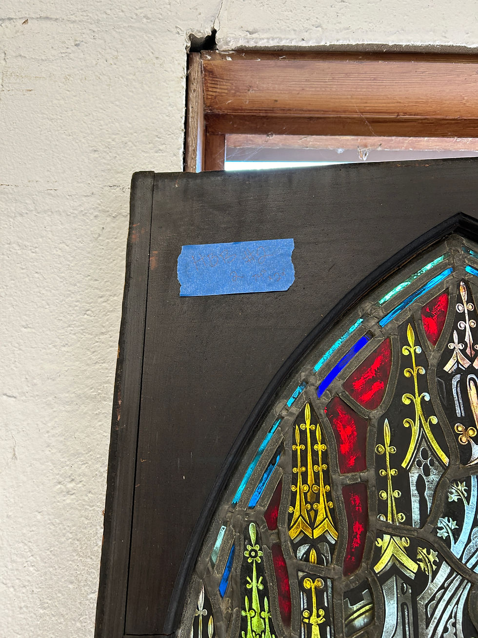 Thumbnail: Antique Religious Resurrection of Lazarus Stained Glass Window