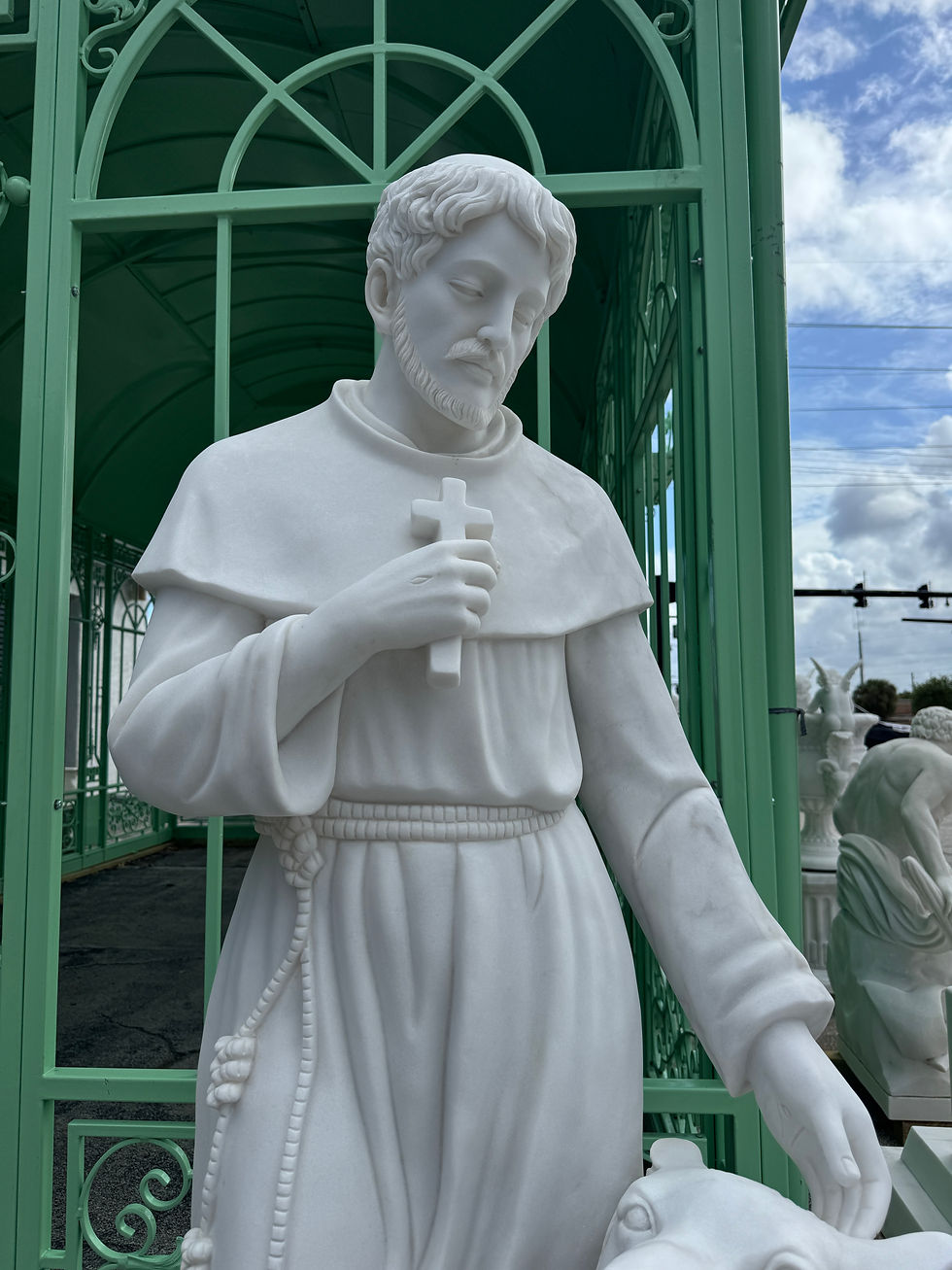 Thumbnail: Marble Carved 72" St. Francis Religious Statue
