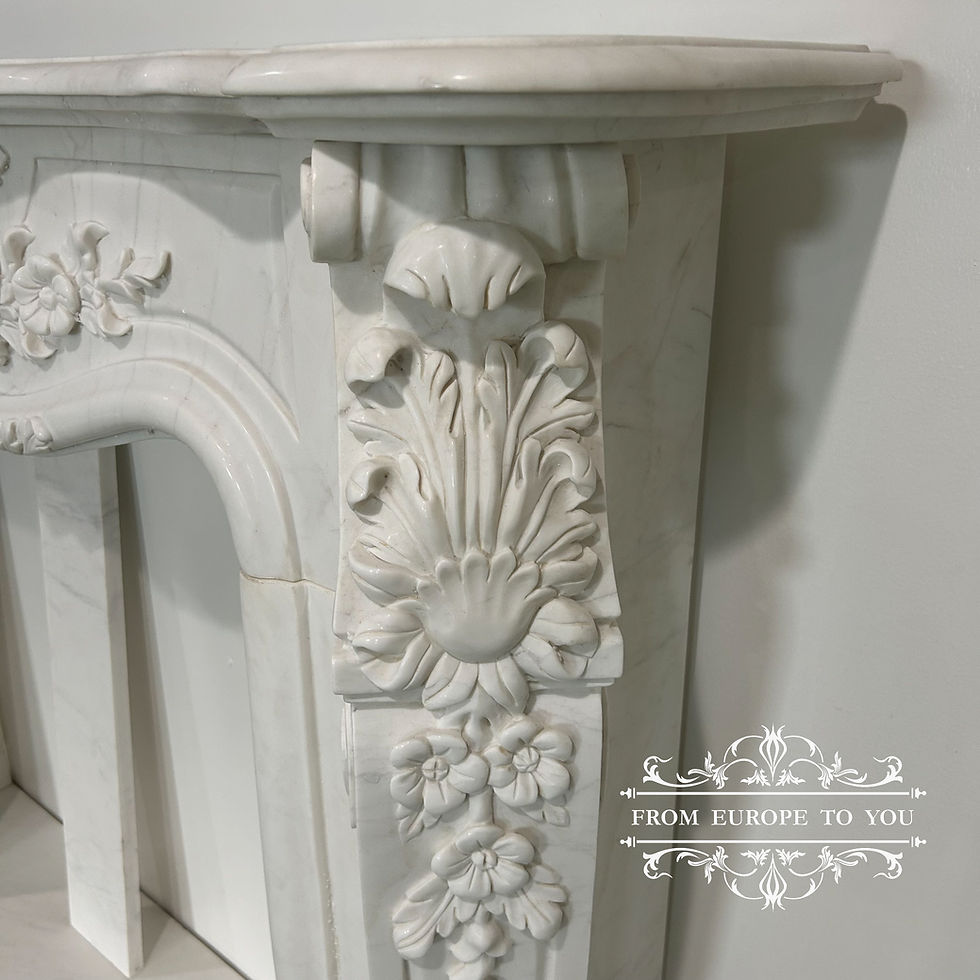 Thumbnail: Carved Marble French Style  Fireplace Mantel