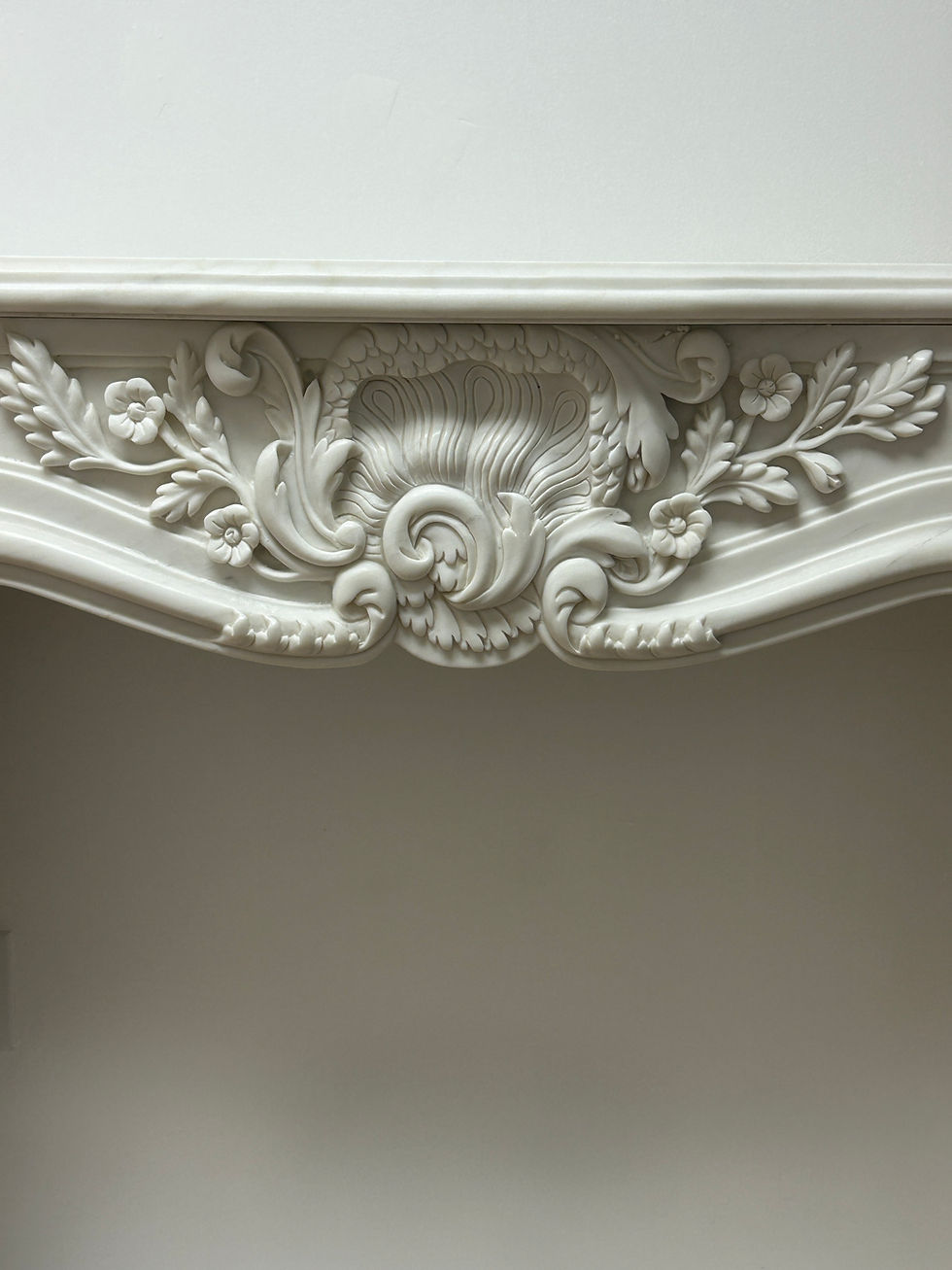 Thumbnail: Hand Carved Marble French Style Fireplace Mantel