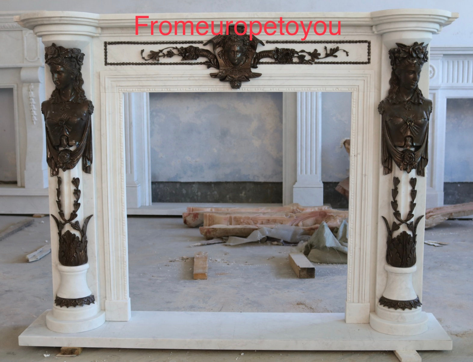 Marble and Bronze Victorian Style Fireplace
