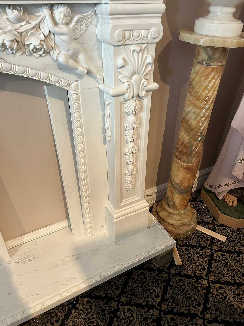 Thumbnail: Carved Cherub Marble Fireplace Mantel