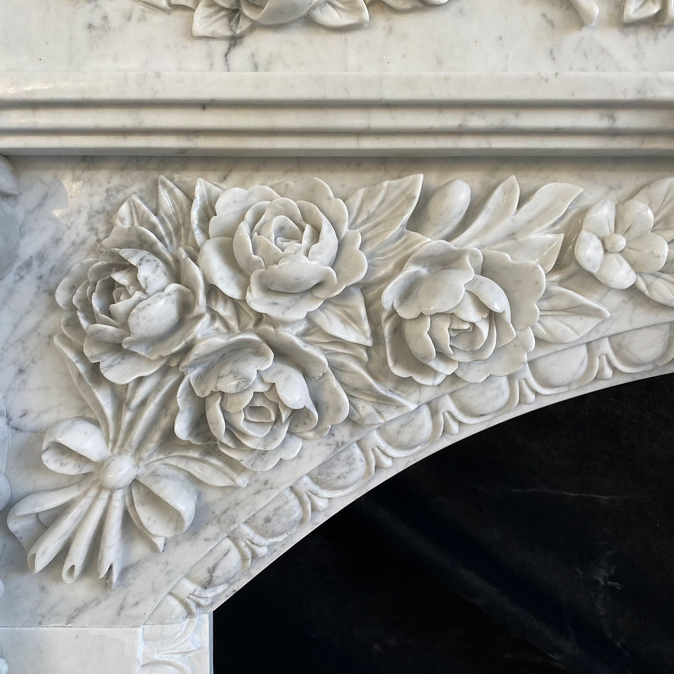 Thumbnail: Italian Carrara Marble Fireplace Mantel