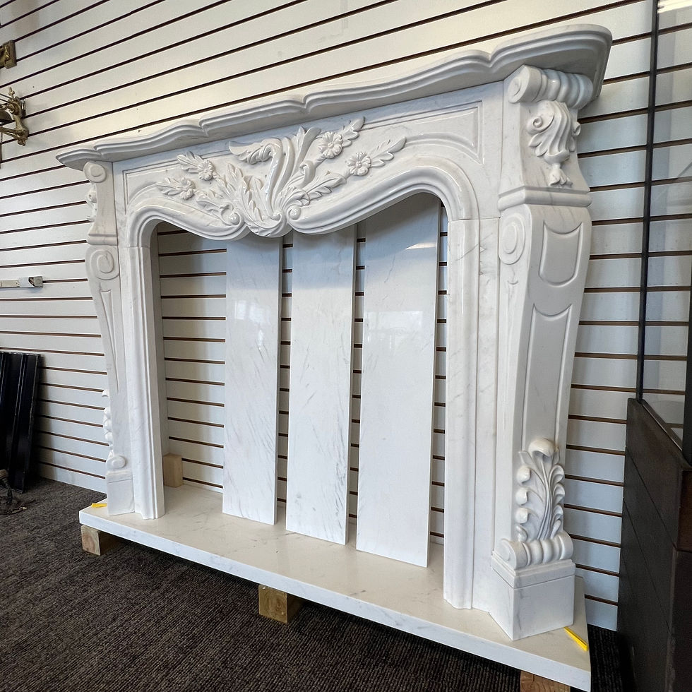 Thumbnail: Hand Carved Marble Fireplace Mantel