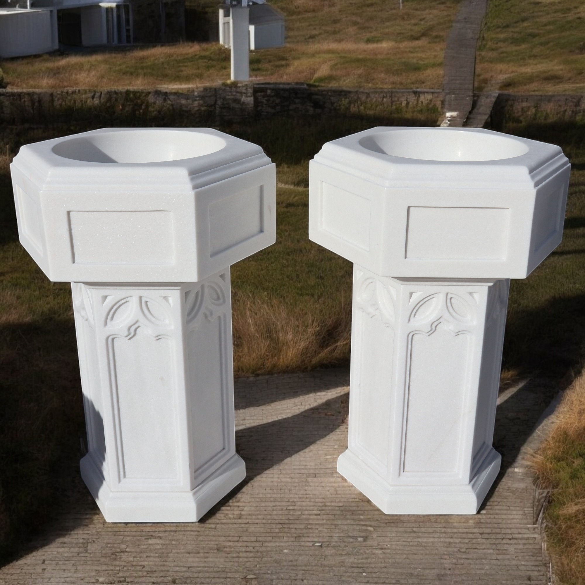 Marble Carved Gothic Church Font