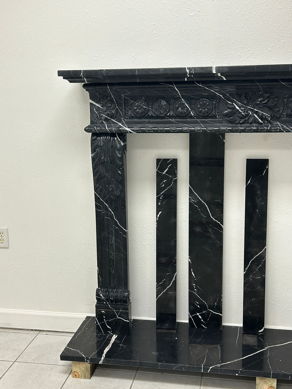 Thumbnail: Hand Carved Nero Marble Fireplace Mantel