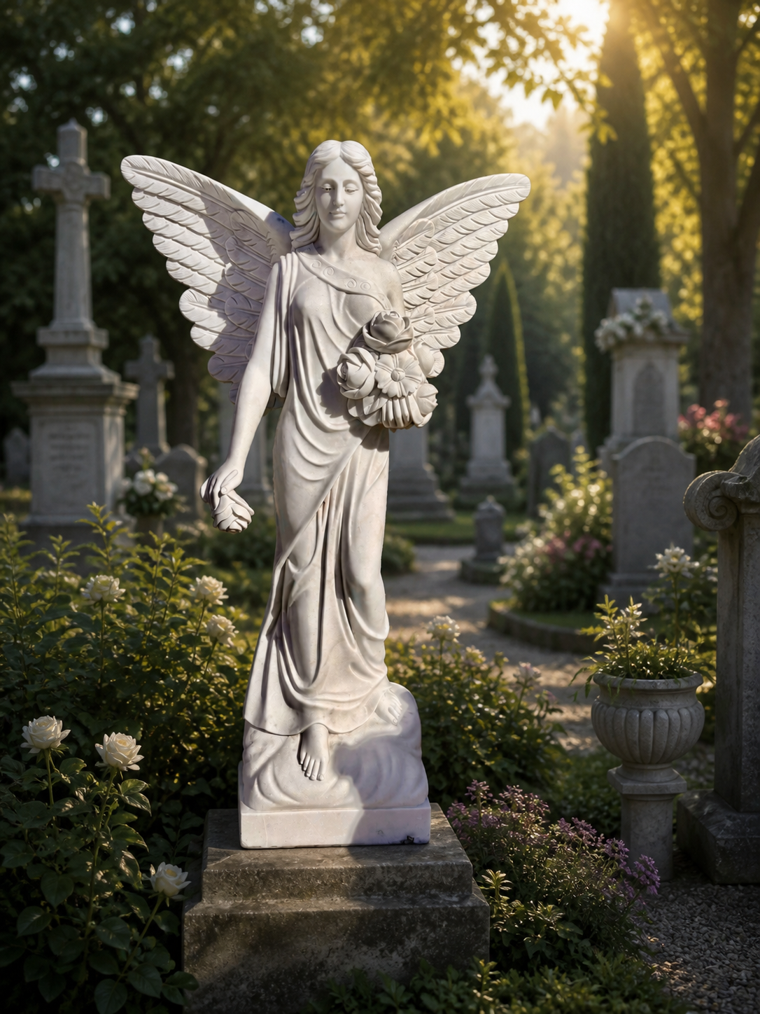 Carved Marble Angel 72" Statue