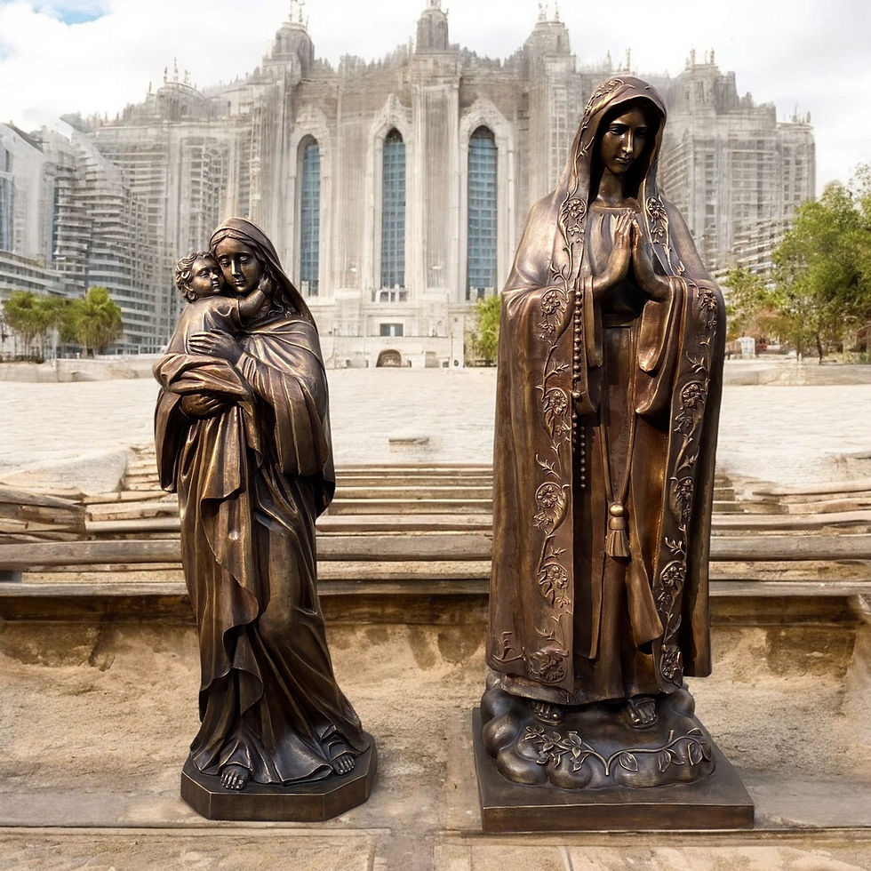 Thumbnail: Bronze 4' Mary and Baby Jesus Religious Church Statue