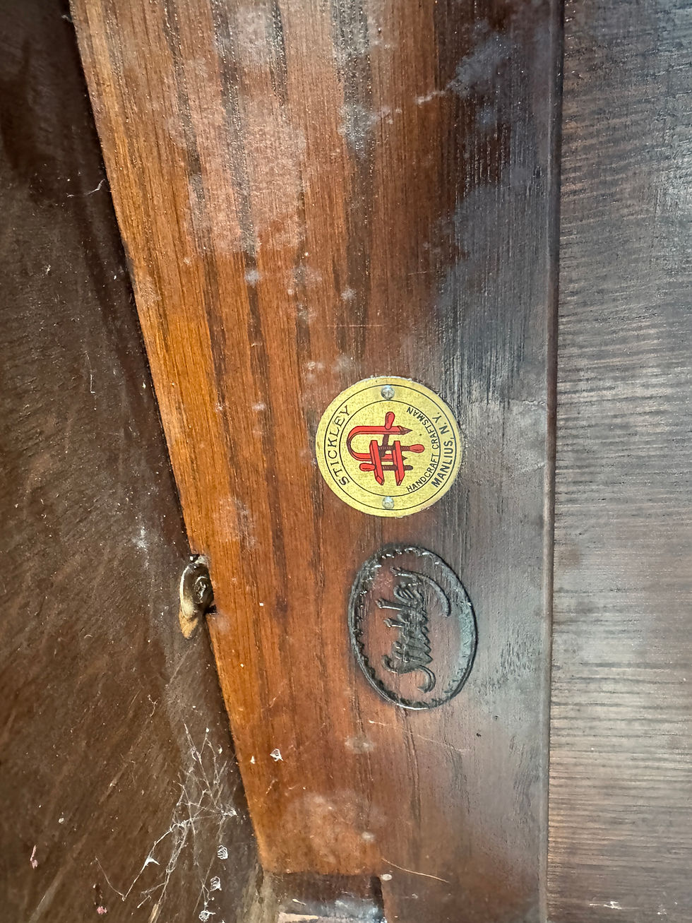Thumbnail: Signed Stickley Oak Trestle Table