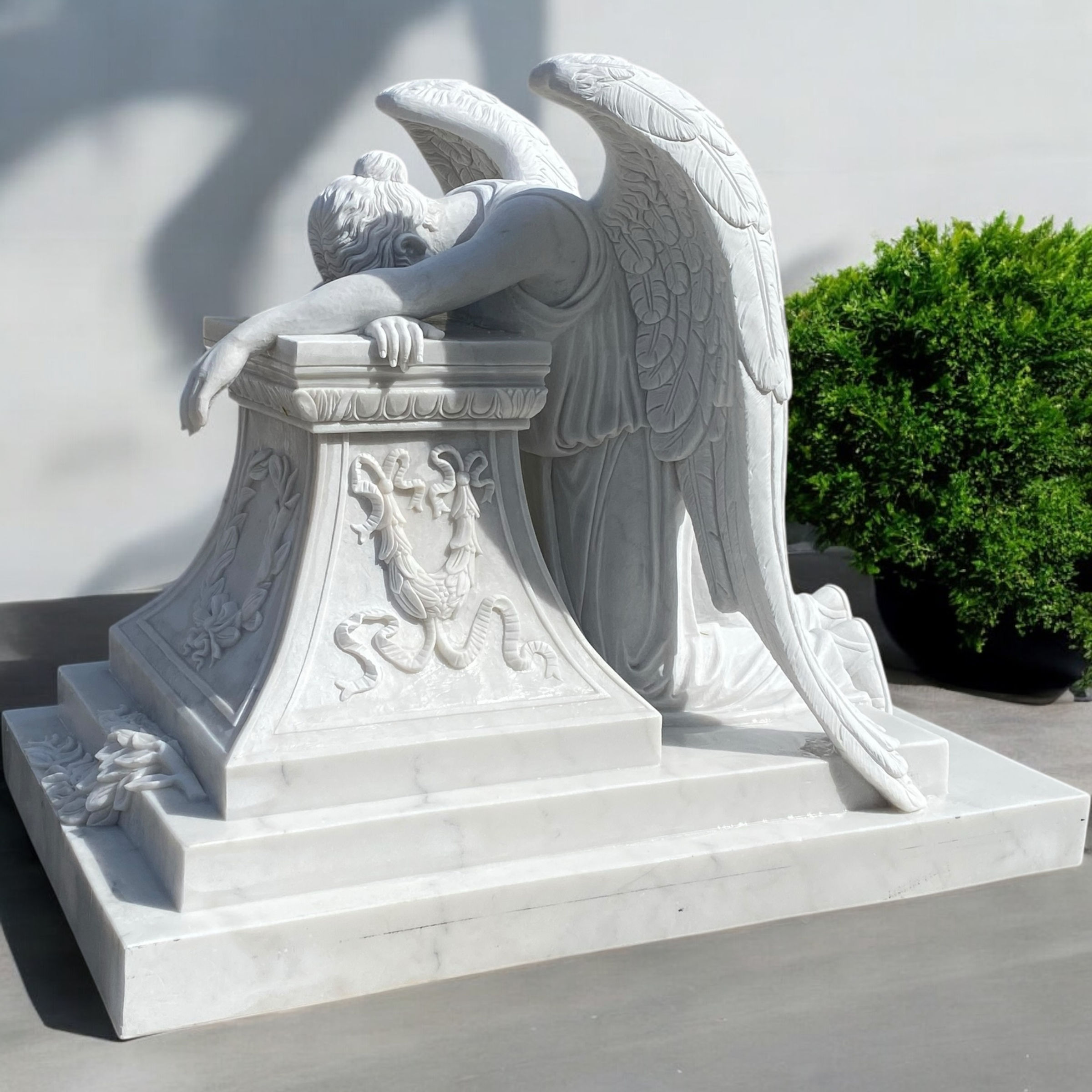Marble Weeping Angel Monument