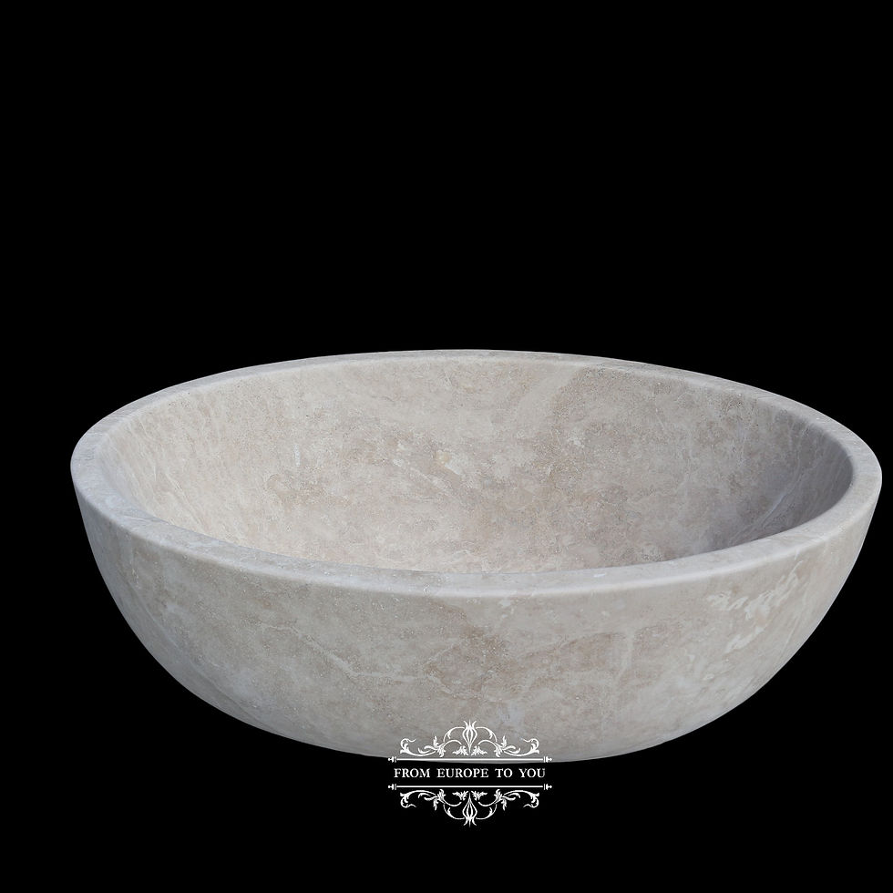 Thumbnail: Travertine Designer Carved Stone Bathtub