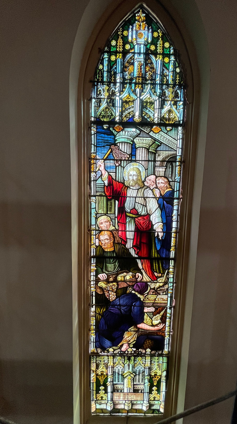 Thumbnail: Set of 14 Antique German Hand Painted Church Stained Glass Windows