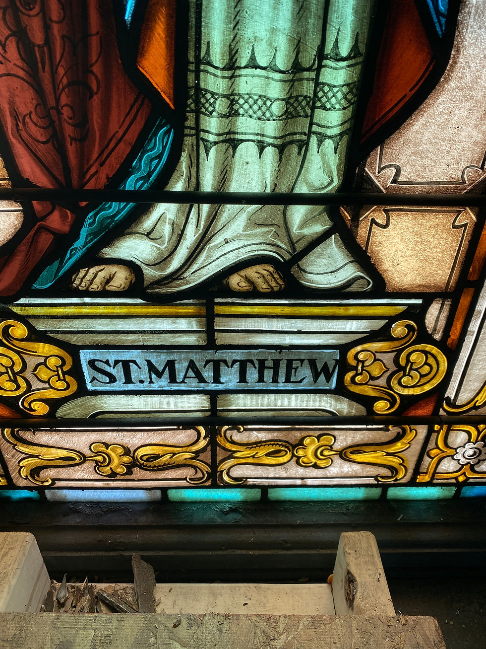 Thumbnail: Rare set of Saint Matthew, Mark , Luke and John Stained Glass Windows