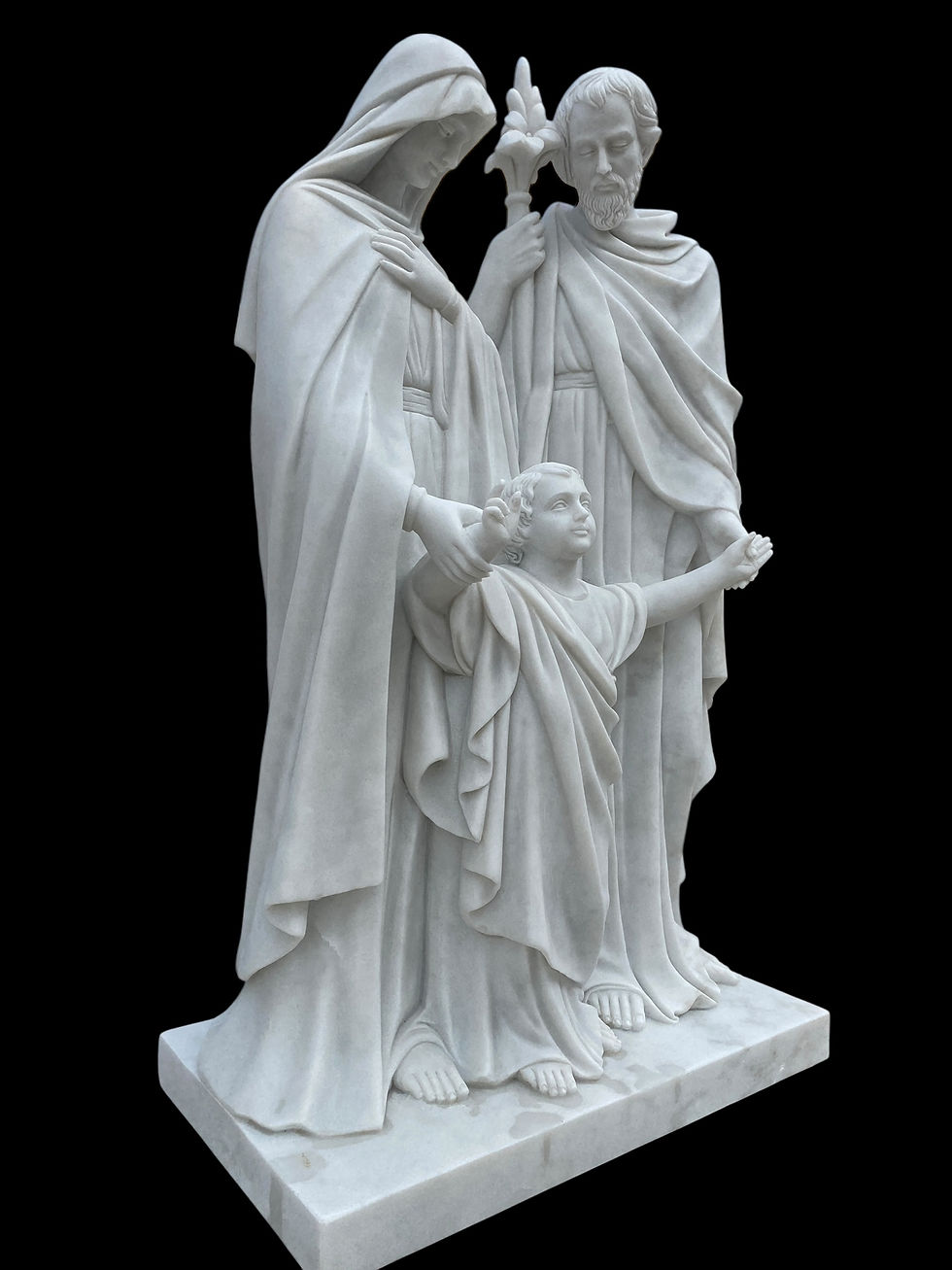 Thumbnail: Carved Marble Religious Jesus Family Statue