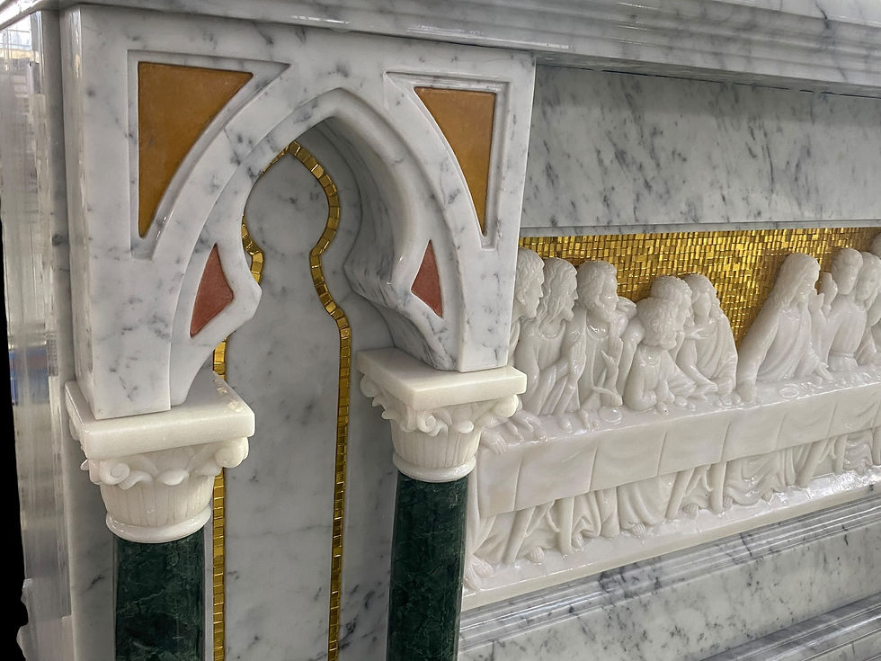 Thumbnail: Carved Marble Mosaic Religious Church Front Altar