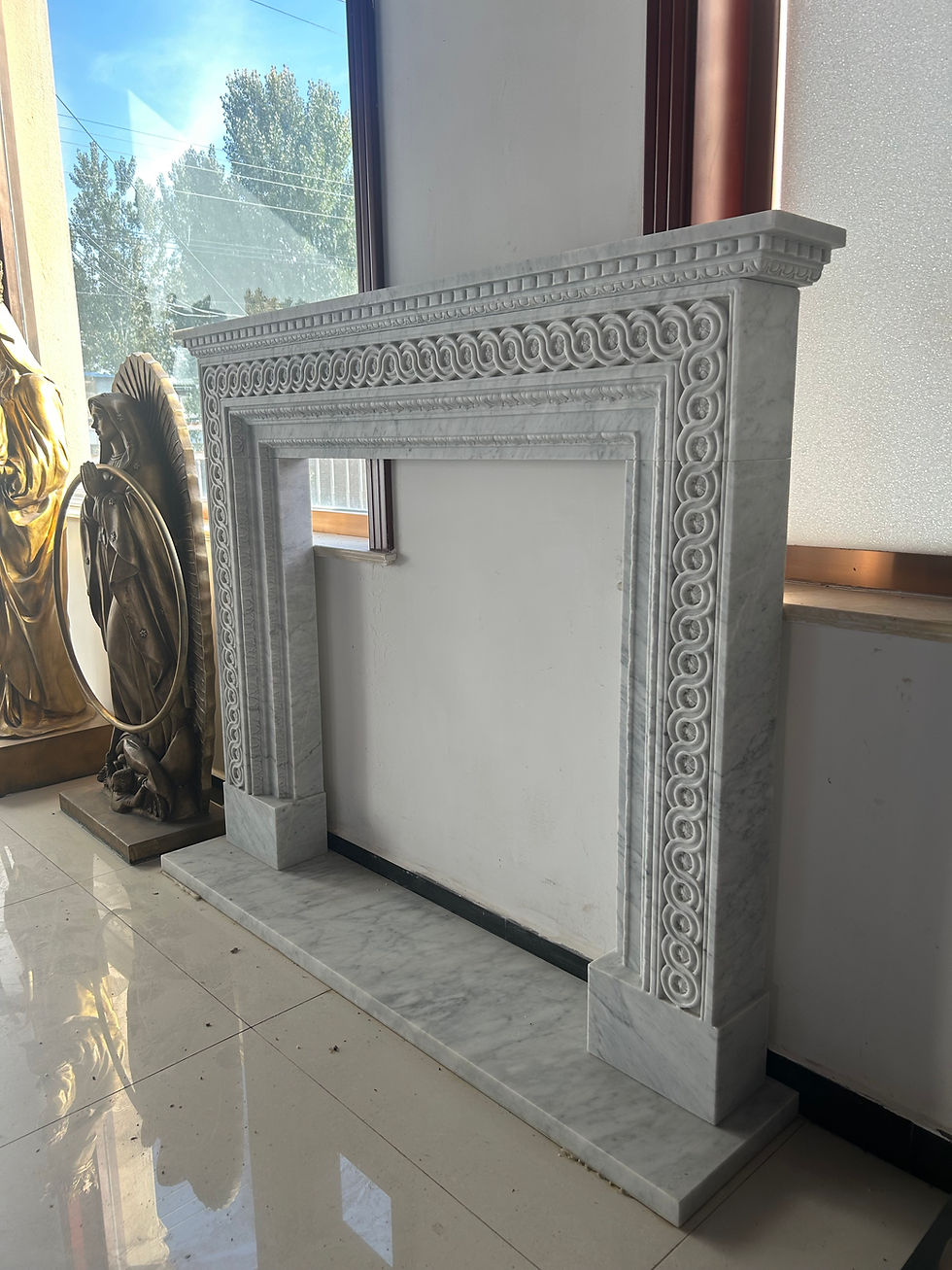 Thumbnail: Carved Marble Designer Fireplace Mantel