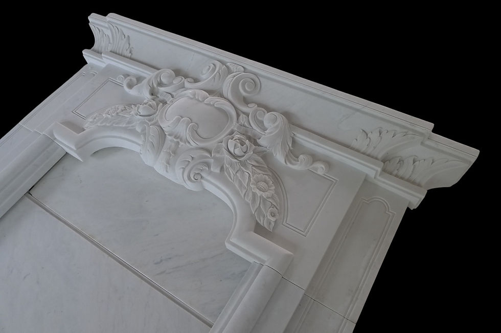 Thumbnail: Marble French Style Carved Fireplace Mantel