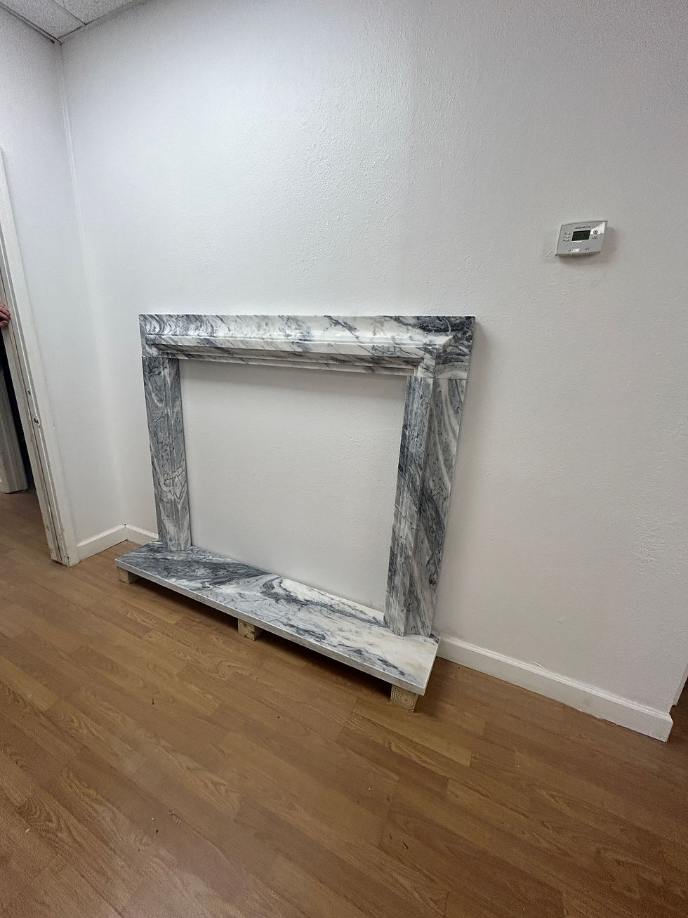 Thumbnail: Mid Century Modern Bolection Style Marble Fireplace