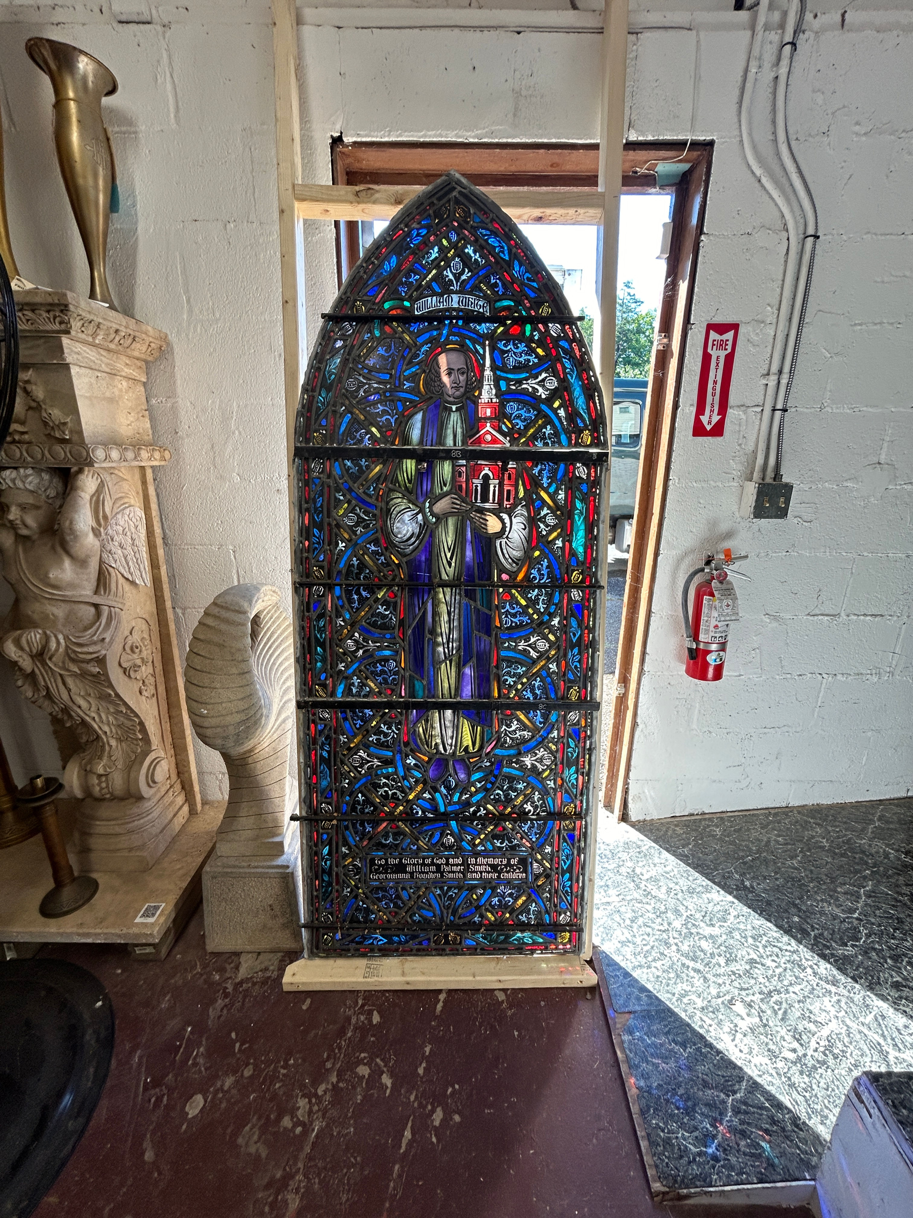 Antique Stained Glass Bishop William White Church Window