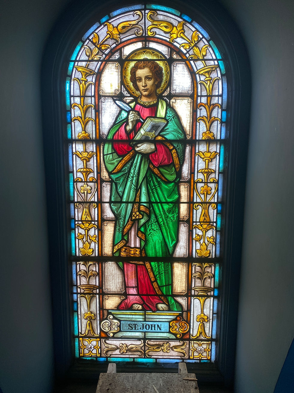 Thumbnail: Rare set of Saint Matthew, Mark , Luke and John Stained Glass Windows