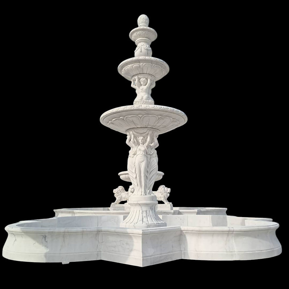 Thumbnail: Large Carved Marble Cherub Figurative Fountain