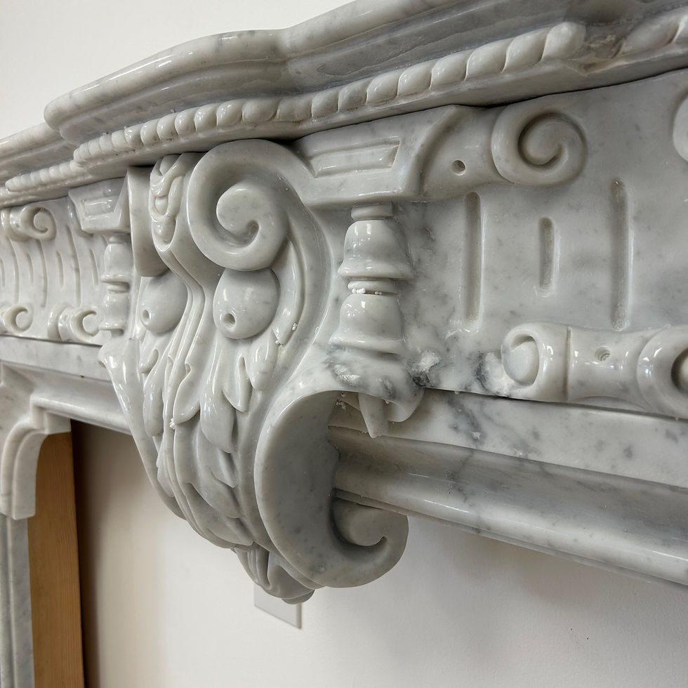 Thumbnail: Italian Carrara Marble Fireplace Mantel
