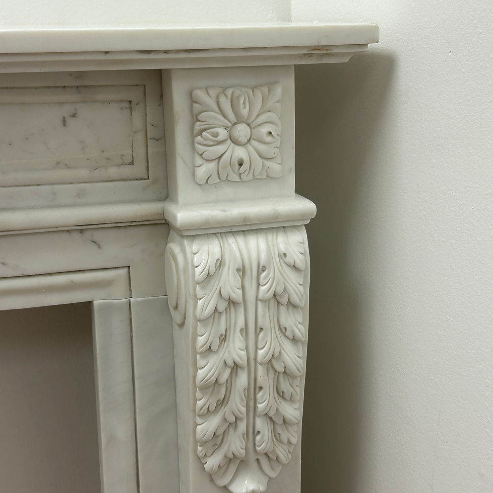 Thumbnail: Hand Carved Marble French Style Fireplace Mantel