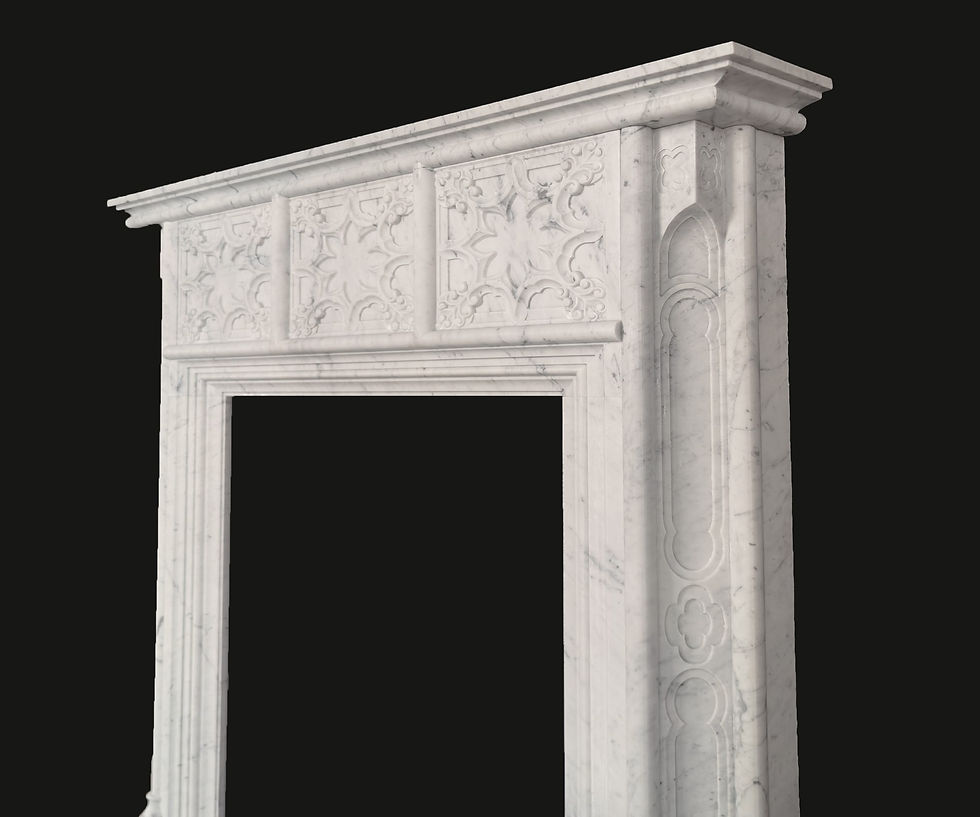 Thumbnail: Carrara Marble Gothic Fireplace Mantel
